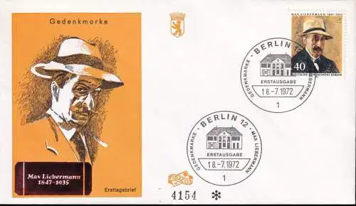 BERLIN 1972 Mi-Nr. 434 FDC