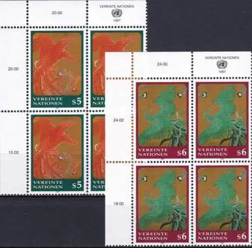 UNO WIEN 1997 Mi-Nr. 220/21 Eckrand-Viererblocks ** MNH