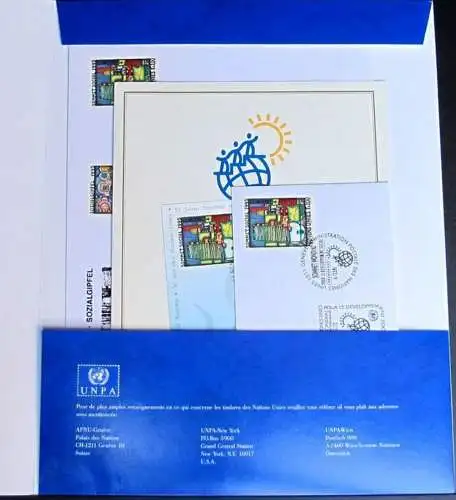 UNO GENF 1995 Souvenir Folder - Souvenir Philatelique pour le Developpement Social 1995 Kopenhagen Dänemark