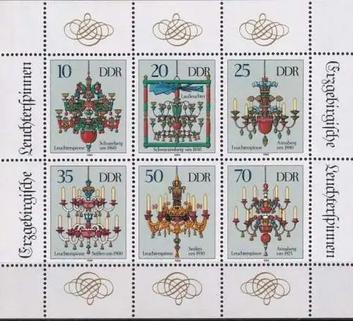 DDR 1989 Mi-Nr. 3289/94 Kleinbogen ** MNH