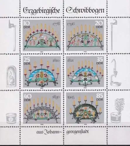 DDR 1986 Mi-Nr. 3057/62 Kleinbogen ** MNH