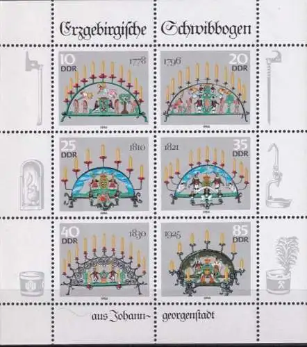 DDR 1986 Mi-Nr. 3057/62 Kleinbogen ** MNH