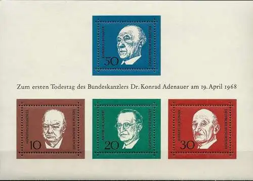 DEUTSCHLAND 1968 Mi-Nr. Block 4 ** MNH