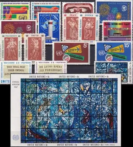 UNO NEW YORK 1967 Mi-Nr. 174-95 kompletter Jahrgang/complete year set ** MNH