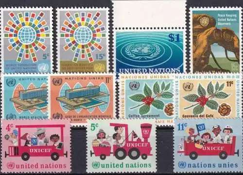 UNO NEW YORK 1966 Mi-Nr. 163-73 kompletter Jahrgang/complete year set ** MNH