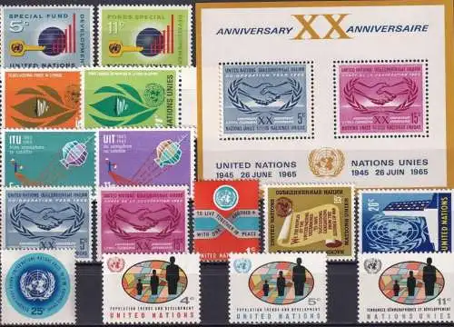 UNO NEW YORK 1965 Mi-Nr. 148-162 kompletter Jahrgang/complete year set ** MNH