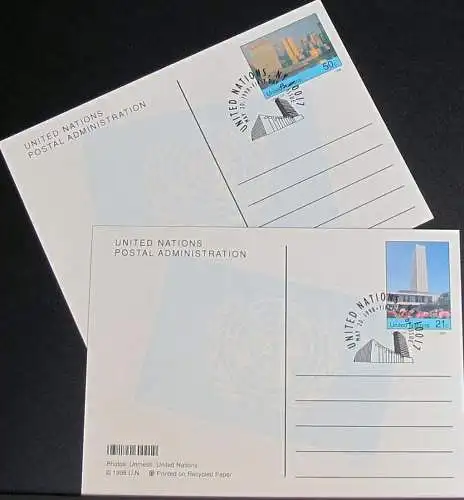 UNO NEW YORK 1998 Mi-Nr. P 20/21 Ganzsache Postkarte gestempelt EST