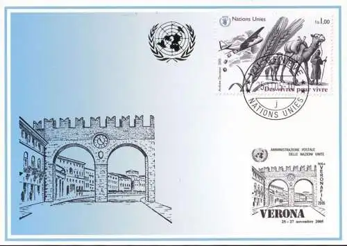 UNO GENF 2005 Mi-Nr. 356 Blaue Karte - blue card  mit Erinnerungsstempel VERONA