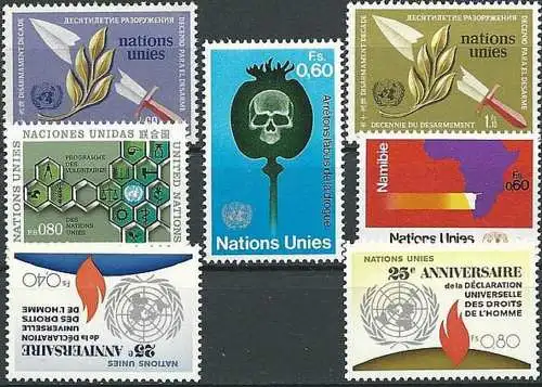 UNO GENF 1973 Mi-Nr. 30-36 kompletter Jahrgang/complete year set ** MNH