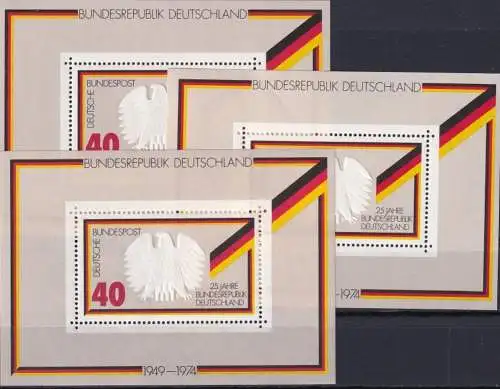 DEUTSCHLAND 1974 Mi-Nr. Block 10 3x ** MNH