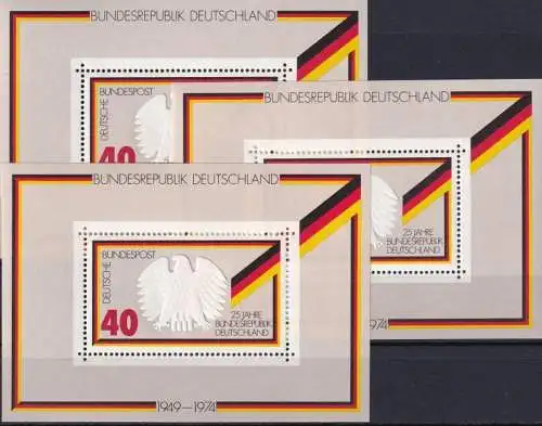 DEUTSCHLAND 1974 Mi-Nr. Block 10 3x ** MNH