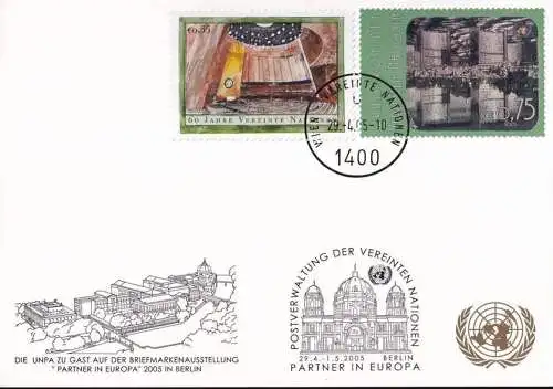 UNO WIEN 2005 Mi-Nr. 268 WEISSE KARTE - BRIEFMARKENAUSSTELLUNG BERLIN 29.04.2005