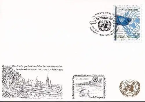 UNO WIEN 2003 Mi-Nr. 256 WEISSE KARTE - INT. BRIEFMARKENBÖRSE SINDELFINGEN 24.10.2003