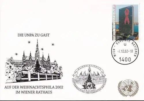 UNO WIEN 2002 Mi-Nr. 248 WEISSE KARTE - WEIHNACHTSPHILA WIEN 07.12.2002