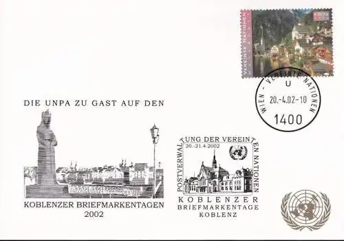 UNO WIEN 2002 Mi-Nr. 239 WEISSE KARTE - BRIEFMARKENTAGE KOBLENZ 20.04.2002