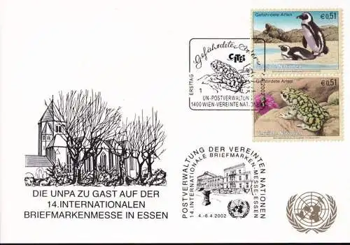 UNO WIEN 2002 Mi-Nr. 238 WEISSE KARTE - INT. BRIEFMARKENMESSE ESSEN 04.04.2002