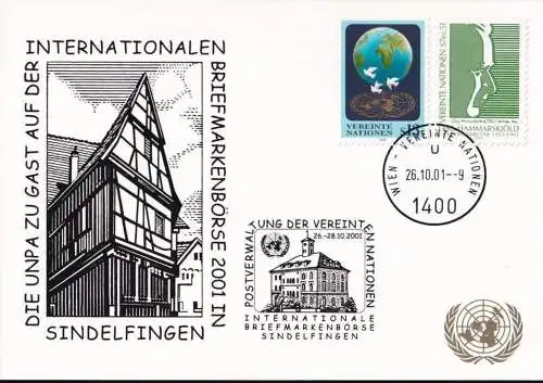 UNO WIEN 2001 Mi-Nr. 233 WEISSE KARTE - INT. BRIEFMARKENBÖRSE SINDELFINGEN 26.10.2001