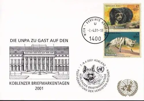 UNO WIEN 2001 Mi-Nr. 226 WEISSE KARTE - BRIEFMARKENTAGE KOBLENZ 07.01.2001