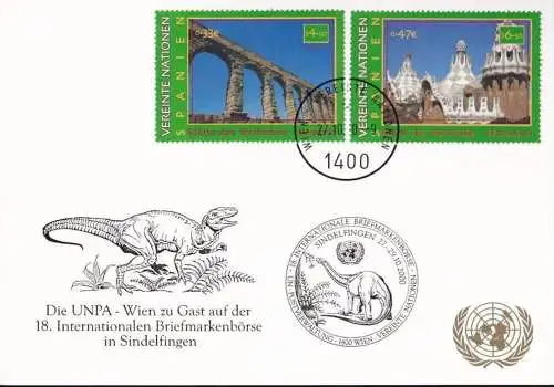 UNO WIEN 2000 Mi-Nr. 221 WEISSE KARTE - INT. BRIEFMARKENBÖRSE SINDELFINGEN 27.10.2000