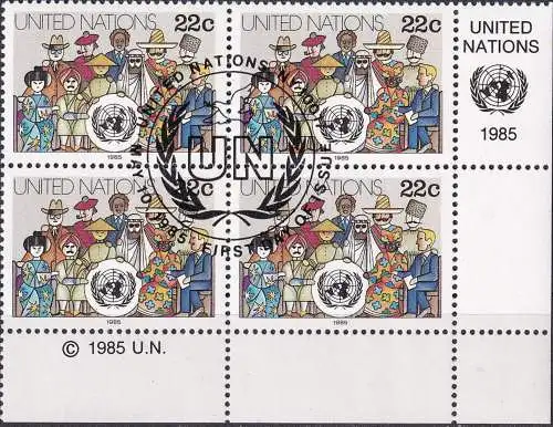 UNO NEW YORK 1981 Mi-Nr. 468 Eckrand-Viererblock o used - aus Abo