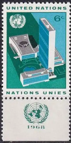 UNO NEW YORK 1968 Mi-Nr. 203 mit TAB ** MNH