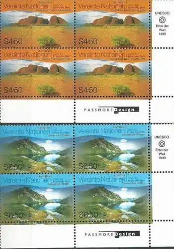 UNO WIEN 1999 Mi-Nr. 279/80 Eckrand-Viererblocks ** MNH