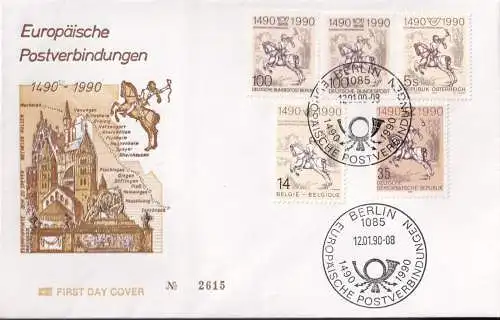 DDR DEUTSCHLAND BERLIN BELGIEN ÖSTERREICH 1994 Europäische Postverbindungen FDC