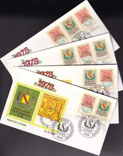DEUTSCHLAND 1978 Mi-Nr. 980/81 Zusammendrucke auf 4 FDC