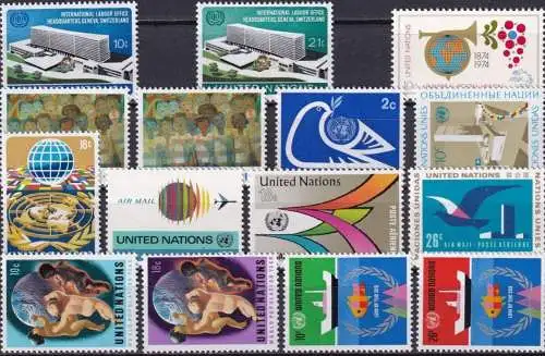 UNO NEW YORK 1974 Mi-Nr. 264-78 kompletter Jahrgang/complete year set ** MNH