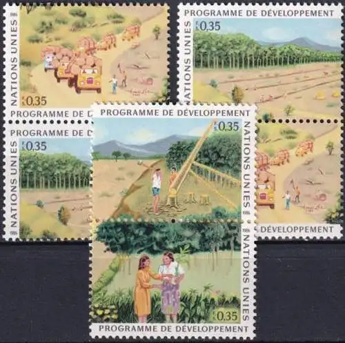 UNO GENF 1986 Mi-Nr. 138/41 3 senkrechte Zusammendrucke ** MNH