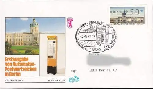 BERLIN 1987 Mi-Nr. ATM 1 Automatenmarken FDC gelaufen