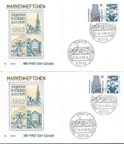 DEUTSCHLAND 1993 Mi-Nr. W97/98 aus MH 29 FDC