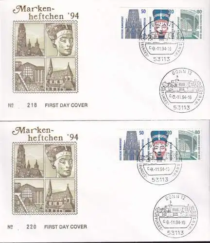 DEUTSCHLAND 1994 Mi-Nr. W103/04 aus MH 31 FDC