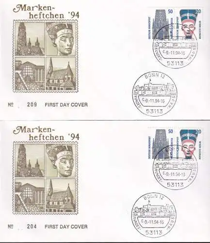 DEUTSCHLAND 1994 Mi-Nr. W101/02 aus MH 31 FDC