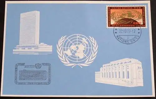 UNO GENF 1977 Mi-Nr. 57 Blaue Karte - blue card mit Erinnerungsstempel PARIS