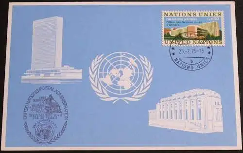 UNO GENF 1975 Mi-Nr. 13 Blaue Karte - blue card mit Erinnerungsstempel LONDON