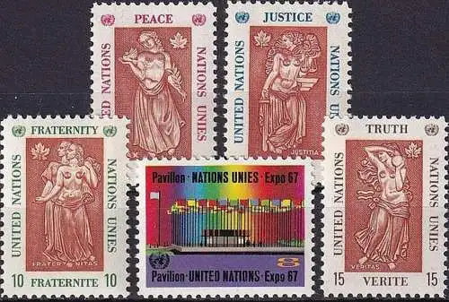 UNO NEW YORK 1967 Mi-Nr. 180/84 ** MNH