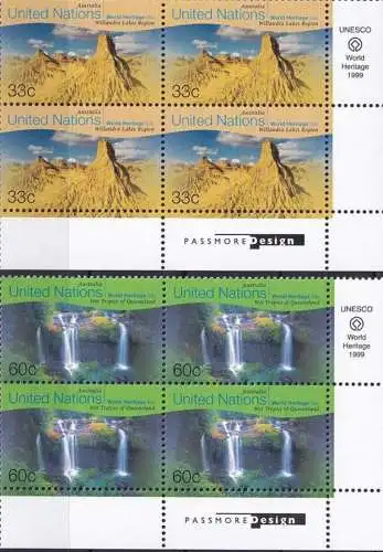 UNO NEW YORK 1999 Mi-Nr. 807/08 Viererblocks ** MNH