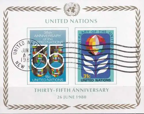 UNO NEW YORK 1980 Mi-Nr. Block 7 o used - aus Abo