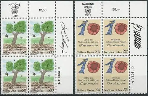 UNO GENF 1989 Mi-Nr. 178/79 Viererblocks ** MNH