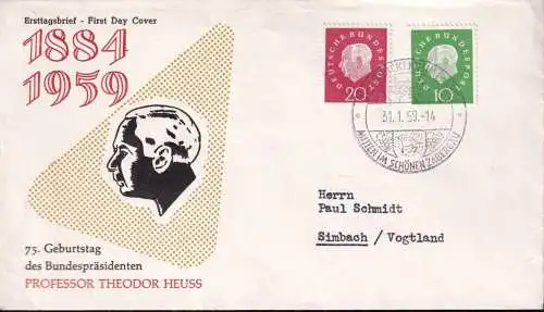 DEUTSCHLAND 1959 Mi-Nr. 303-04 FDC