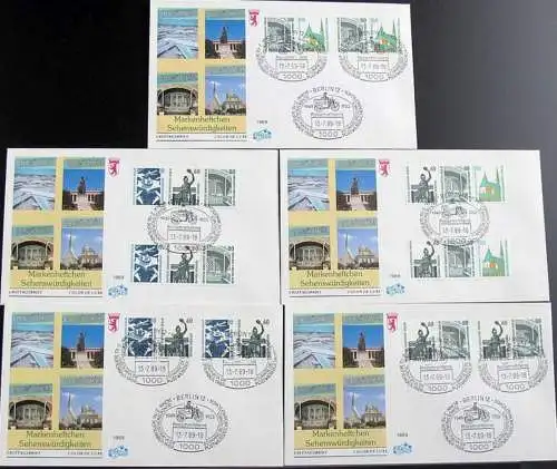 BERLIN 1989 Mi-Nr. W 89-W 98 aus MH 15 FDC