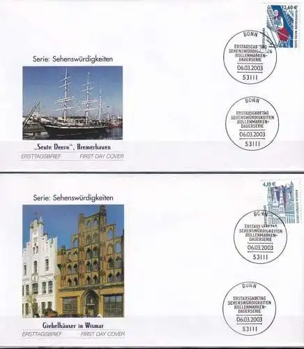 DEUTSCHLAND 2003 Mi-Nr. 2322/23 FDC