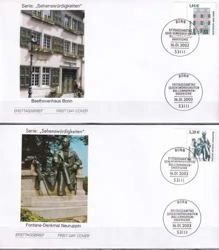 DEUTSCHLAND 2003 Mi-Nr. 2306/07 Randstücke FDC