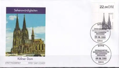 DEUTSCHLAND 2001 Mi-Nr. 2206 Eckrand FDC