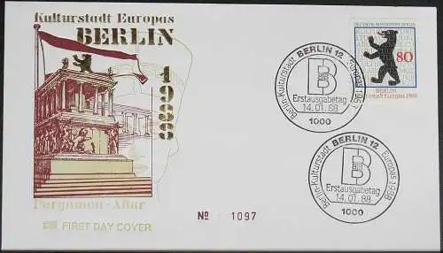 BERLIN 1988 Mi-Nr. 800 FDC