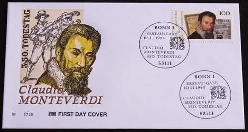 DEUTSCHLAND 1993 Mi-Nr. 1705 FDC