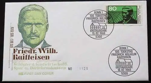 DEUTSCHLAND 1988 Mi-Nr. 1358 FDC