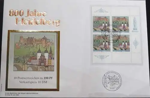 DEUTSCHLAND 1996 Mi-Nr. MH 33 Markenheft - FDC