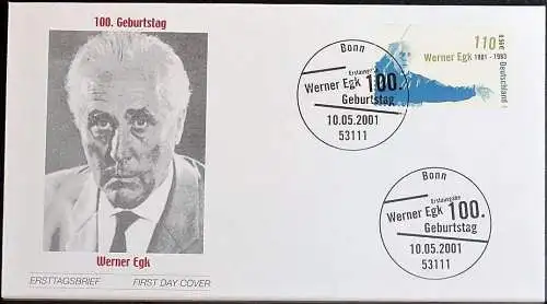 DEUTSCHLAND 2001 Mi-Nr. 2186 FDC